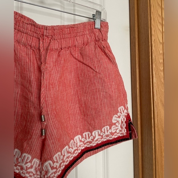 Anthropologie Red Linen Embroidered Shorts Size XS - Picture 2 of 7